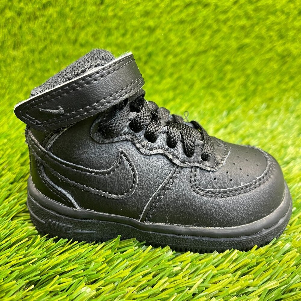 Nike Air Force 1 Mid Toddler Size 4C Triple Black Athletic Shoes Sneakers